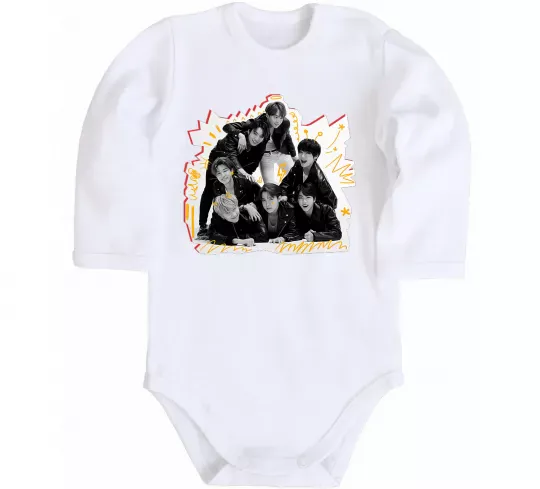 Детский боди BTS k-pop Белый фото