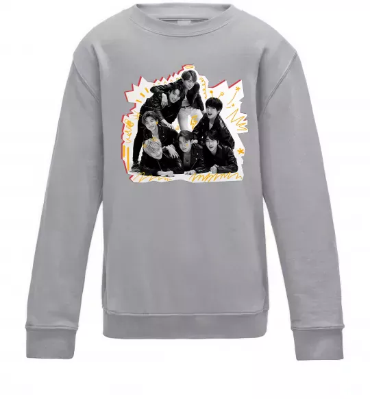 Детский Свитшот BTS k-pop Серый меланж фото
