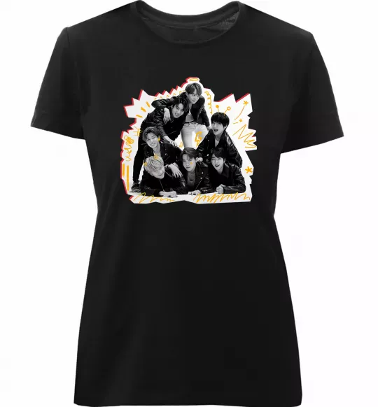 Женская премиум футболка BTS k-pop Черный фото