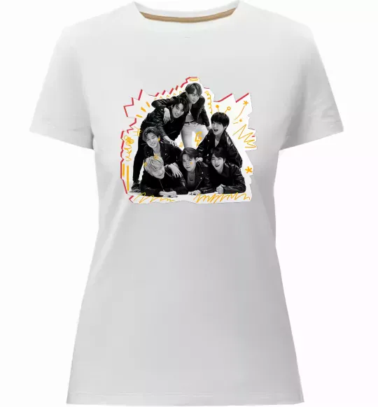 Женская премиум футболка BTS k-pop Белый фото