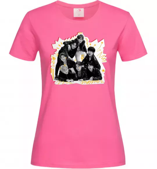Женская футболка BTS k-pop Ярко-розовый фото