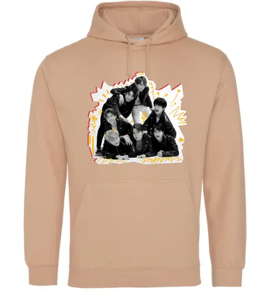 Чоловіча толстовка (худі) BTS k-pop Пісочний фото