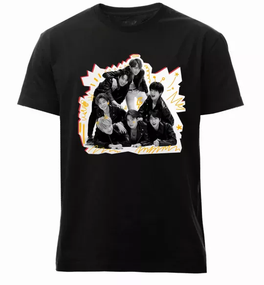 Мужская премиум футболка BTS k-pop Черный фото