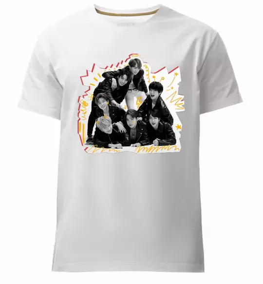 Мужская премиум футболка BTS k-pop Белый фото