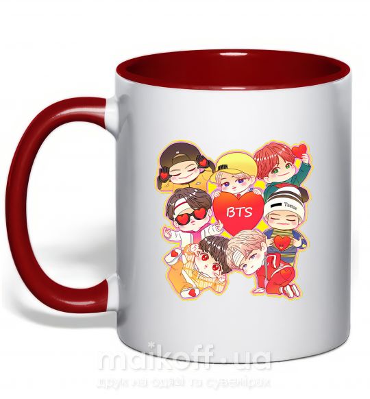 Чашка з кольоровою ручкою BTS fun art Червоний фото