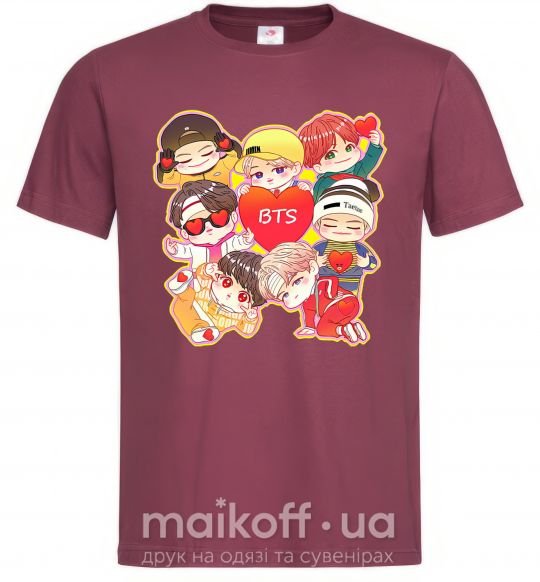 Мужская футболка BTS fun art Бордовый фото