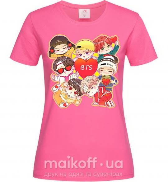 Жіноча футболка BTS fun art Яскраво-рожевий фото