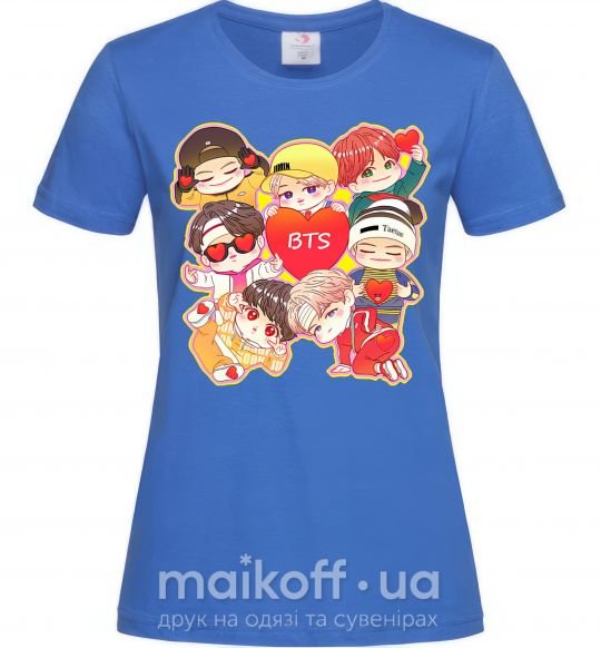 Жіноча футболка BTS fun art Яскраво-синій фото