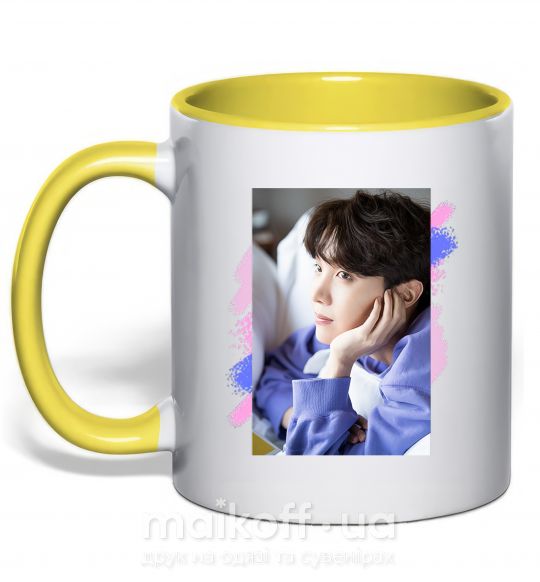 Чашка з кольоровою ручкою Photoshoot bts J-Hope Сонячно жовтий фото