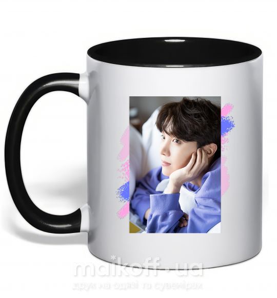 Чашка з кольоровою ручкою Photoshoot bts J-Hope Чорний фото