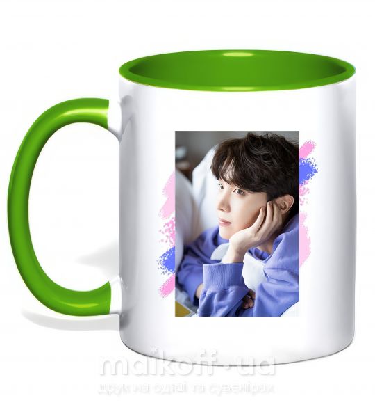 Чашка з кольоровою ручкою Photoshoot bts J-Hope Зелений фото