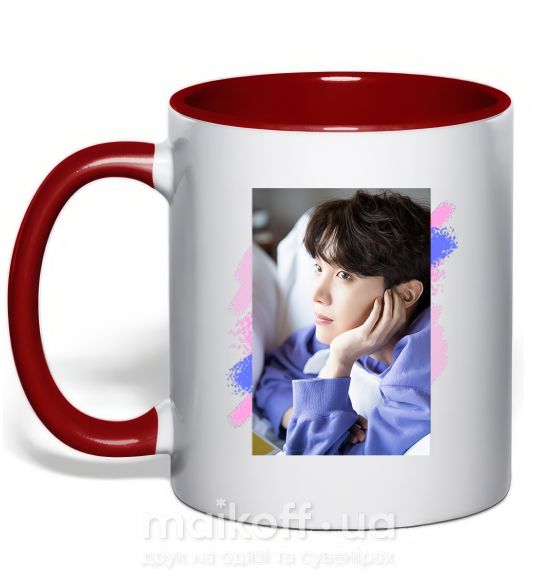 Чашка с цветной ручкой Photoshoot bts J-Hope Красный фото