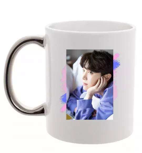 Чашка з кольоровою ручкою Photoshoot bts J-Hope Срібло фото