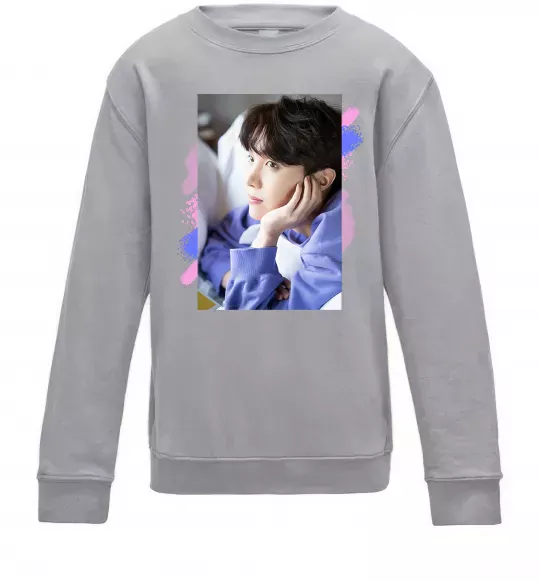 Детский Свитшот Photoshoot bts J-Hope Серый меланж фото