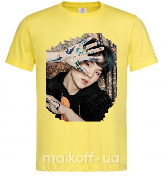 Мужская футболка Suga BTS paint Лимонный фото
