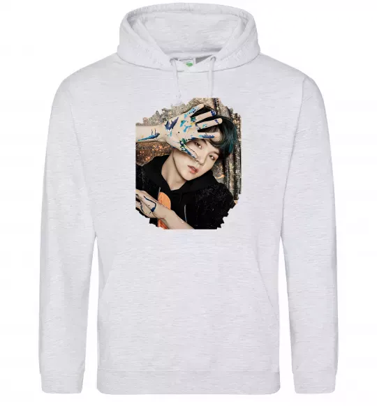 Чоловіча толстовка (худі) Suga BTS paint Сірий меланж фото