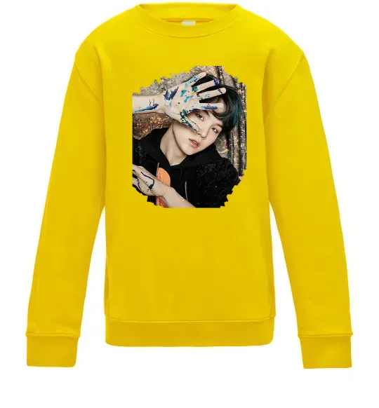 Детский Свитшот Suga BTS paint Солнечно желтый фото