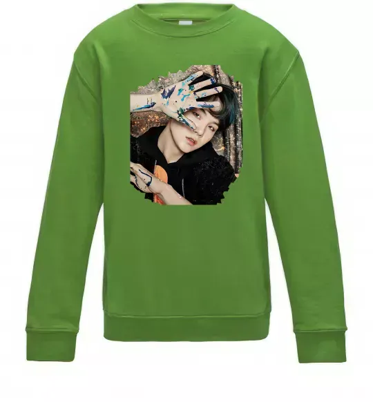 Детский Свитшот Suga BTS paint Лаймовый фото