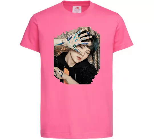 Дитяча футболка Suga BTS paint Яскраво-рожевий фото