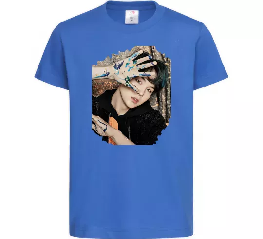 Дитяча футболка Suga BTS paint Яскраво-синій фото