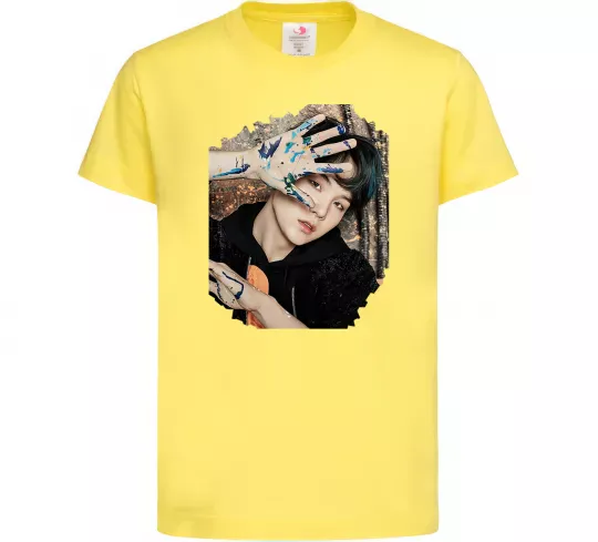 Дитяча футболка Suga BTS paint Лимонний фото