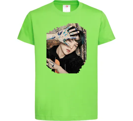 Дитяча футболка Suga BTS paint Лаймовий фото