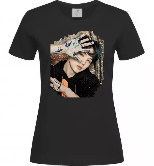 Женская футболка Suga BTS paint Черный фото