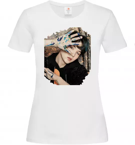 Женская футболка Suga BTS paint Белый фото