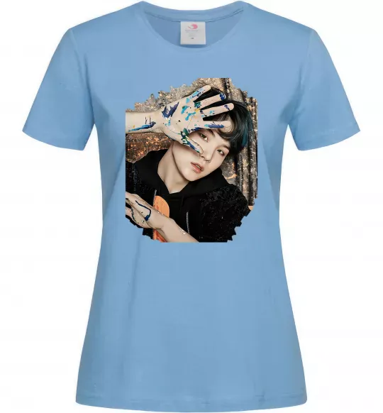 Женская футболка Suga BTS paint Голубой фото