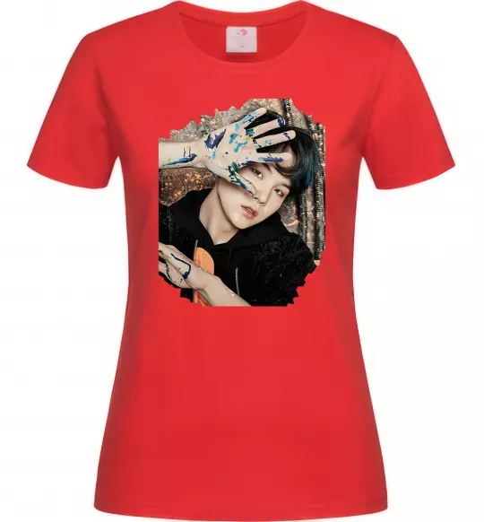 Женская футболка Suga BTS paint Красный фото