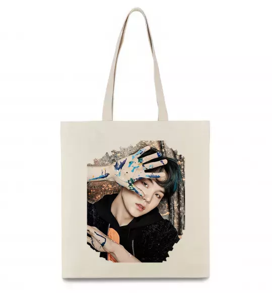 Эко-сумка Suga BTS paint Бежевый фото