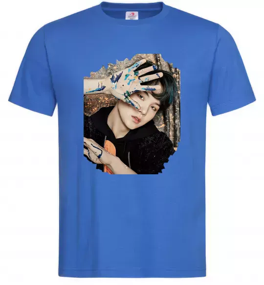 Мужская футболка Suga BTS paint Ярко-синий фото