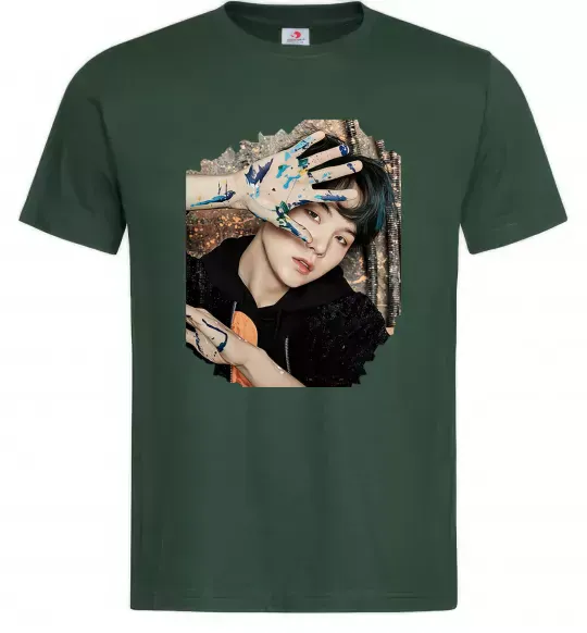 Мужская футболка Suga BTS paint Темно-зеленый фото