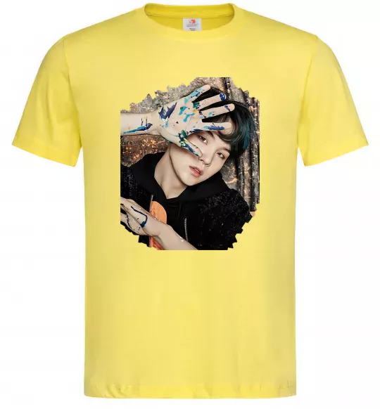 Мужская футболка Suga BTS paint Лимонный фото