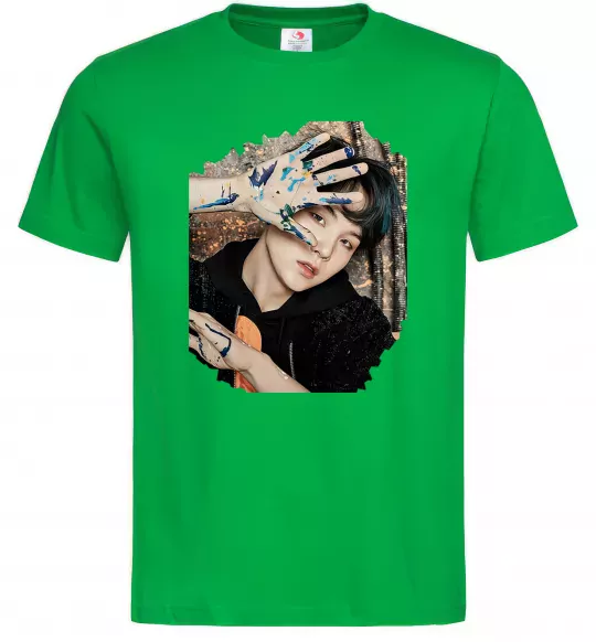 Мужская футболка Suga BTS paint Зеленый фото