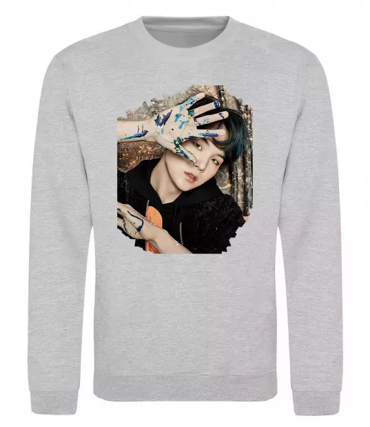 Світшот Suga BTS paint Сірий меланж фото