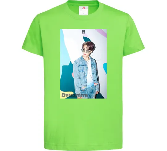 Детская футболка BTS Dynamite Chimin Лаймовый фото