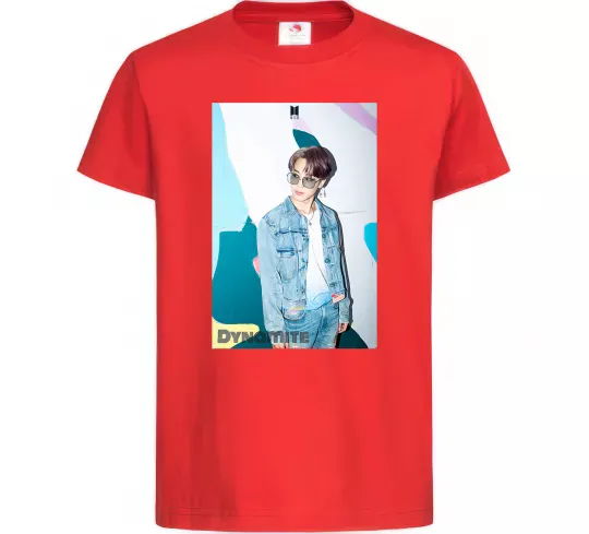 Детская футболка BTS Dynamite Chimin Красный фото