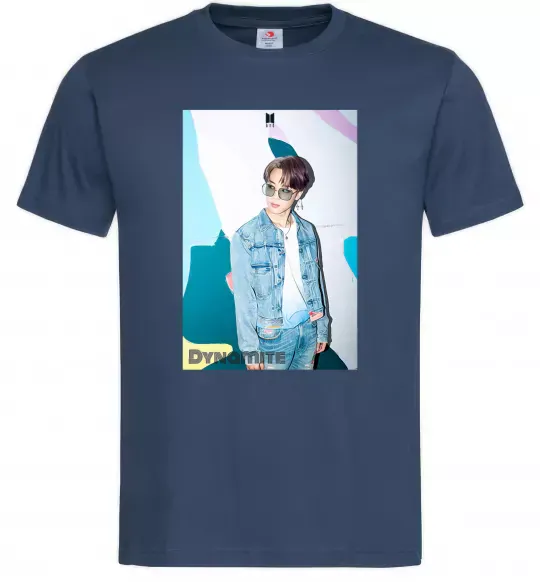 Мужская футболка BTS Dynamite Chimin Темно-синий фото