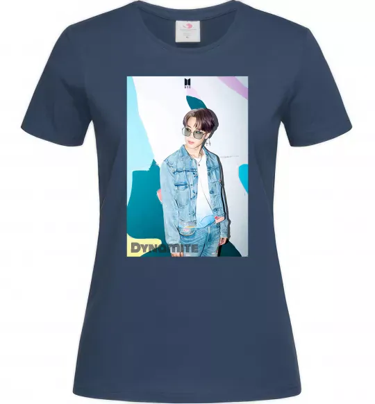 Жіноча футболка BTS Dynamite Chimin Темно-синій фото