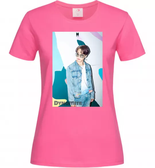 Жіноча футболка BTS Dynamite Chimin Яскраво-рожевий фото