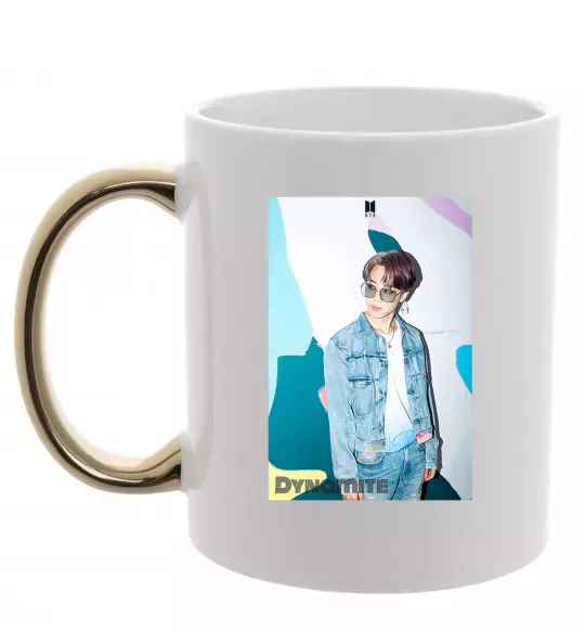 Чашка с цветной ручкой BTS Dynamite Chimin Золото фото