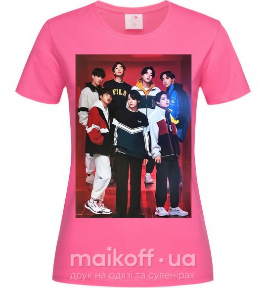Женская футболка BTS for FILA Ярко-розовый фото