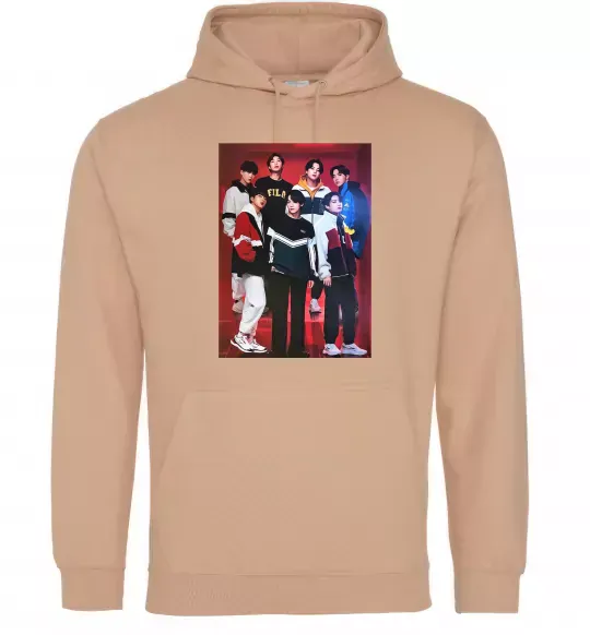 Женская толстовка (худи) BTS for FILA Песочный фото