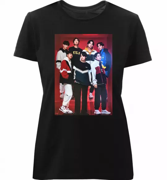 Жіноча преміум футболка BTS for FILA Чорний фото