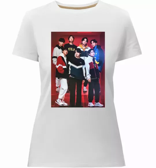 Жіноча преміум футболка BTS for FILA Білий фото