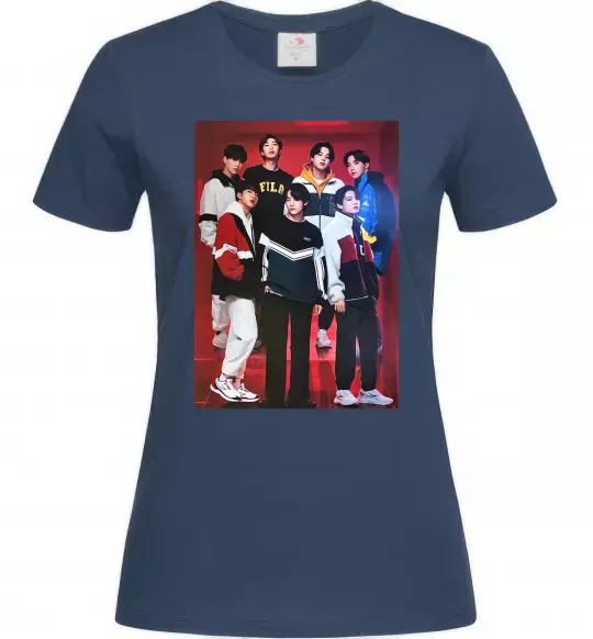 Женская футболка BTS for FILA Темно-синий фото
