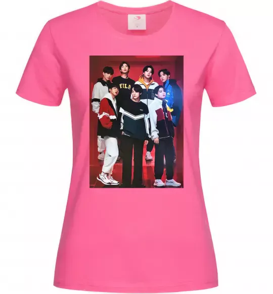 Женская футболка BTS for FILA Ярко-розовый фото