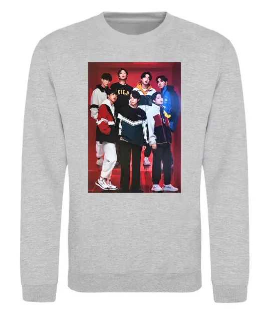 Свитшот BTS for FILA Серый меланж фото