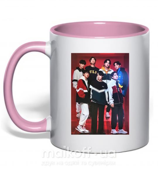 Чашка з кольоровою ручкою BTS for FILA Ніжно рожевий фото